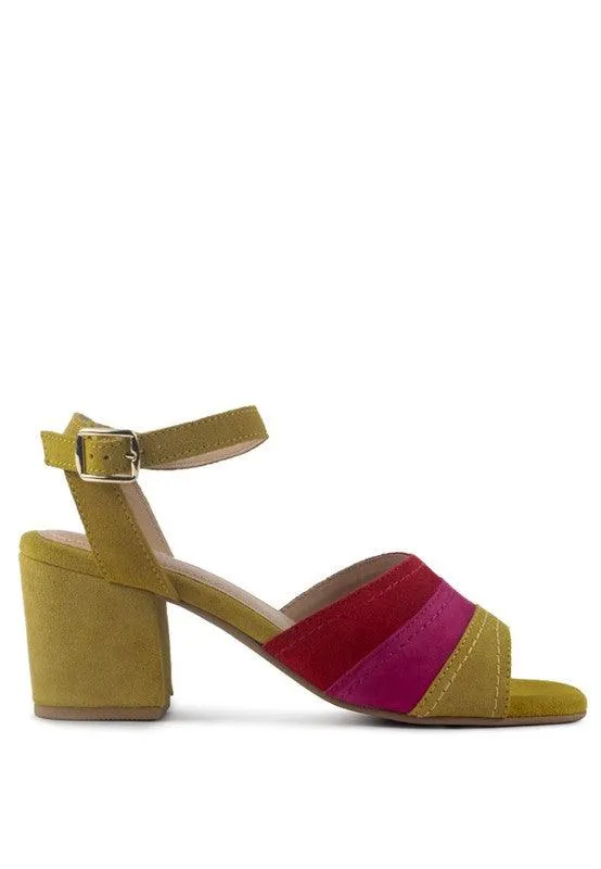 Mon Beau Fine Suede Block Heeled Sandal