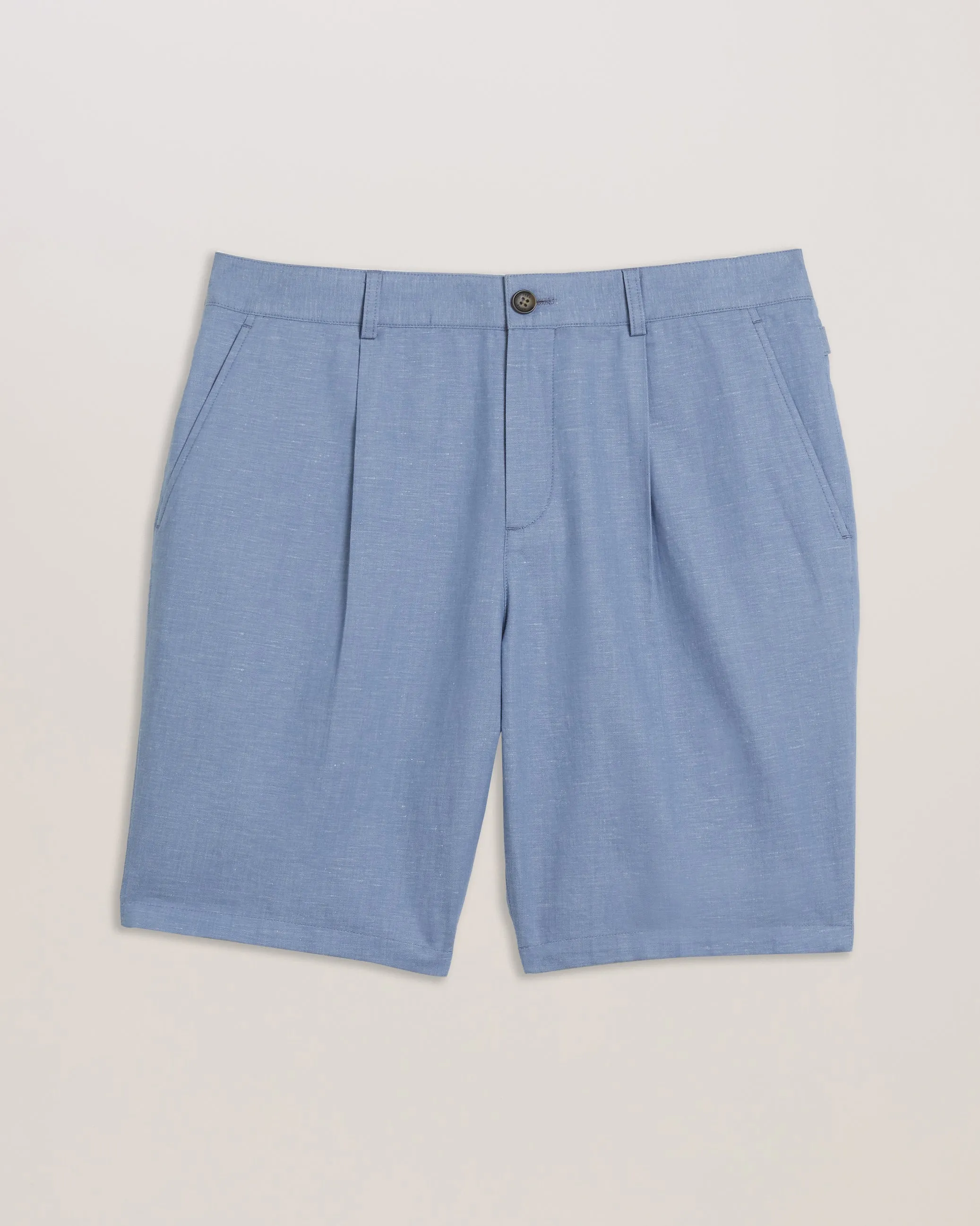 Murley Cotton Linen Pleated Short Lt-Blue