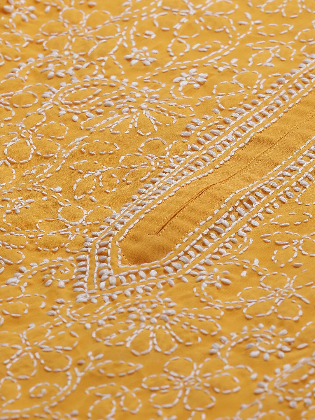 Mustard & White Chikankari Kurta with Palazzos