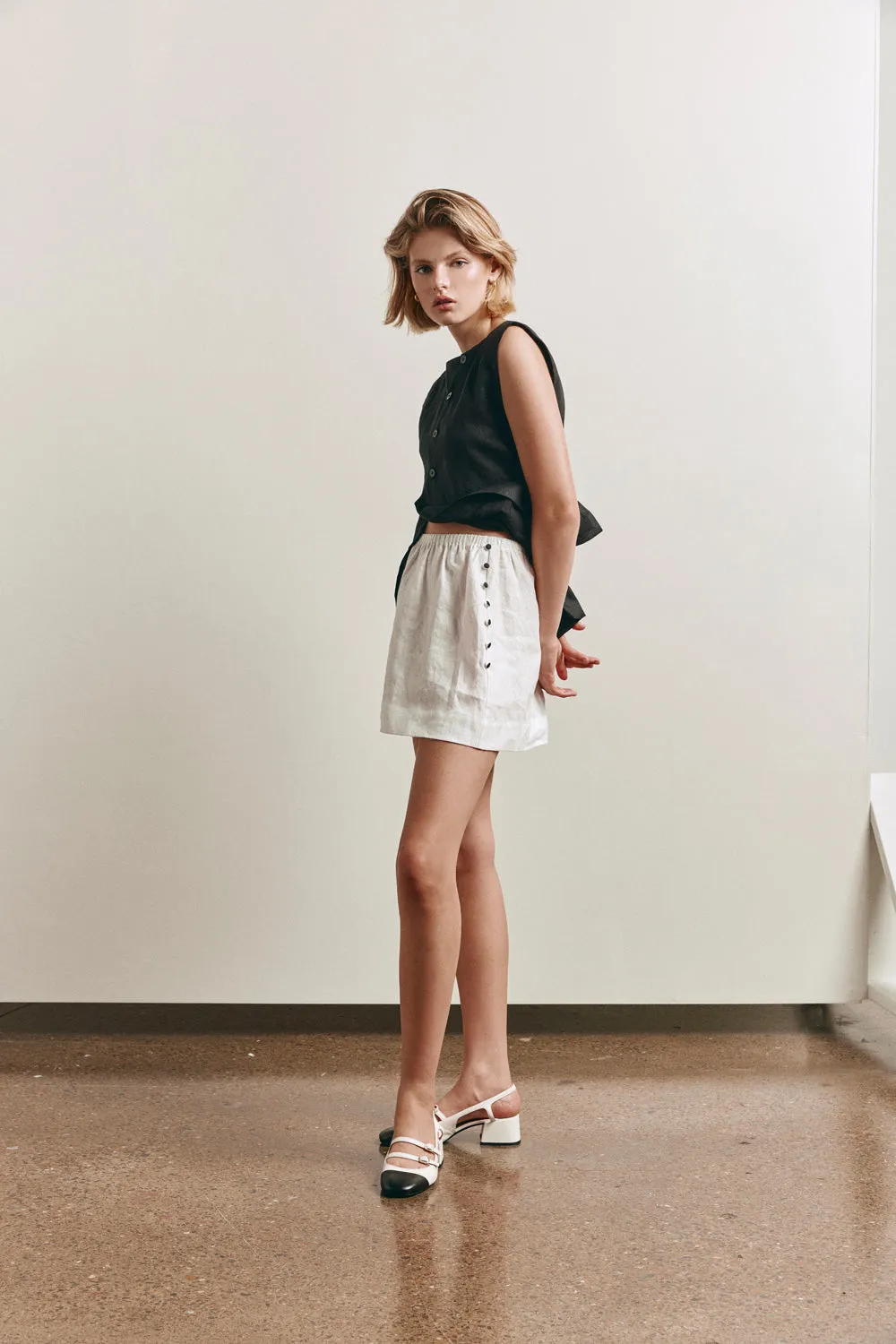 Nature of Art Linen Mini Skirt White