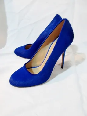 NEW CELINE PARIS ITALY Calf Hair Pump 110 Shoe 36 / 6 ROYAL BLUE Womens High Heel