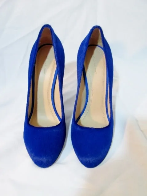 NEW CELINE PARIS ITALY Calf Hair Pump 110 Shoe 36 / 6 ROYAL BLUE Womens High Heel