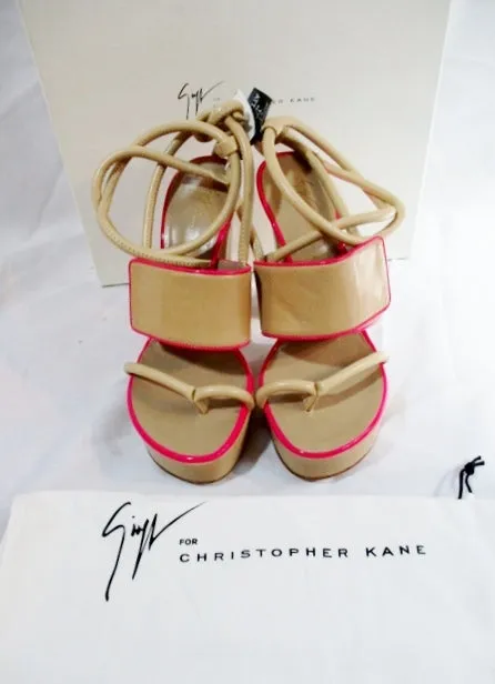 NEW CHRISTOPHER KANE High Heel Leather Sandal Shoe 36.5 6 PINK BEIGE MELASSA