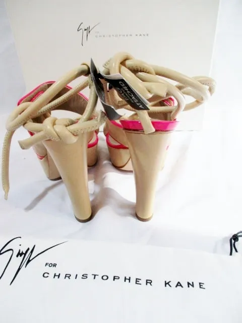 NEW CHRISTOPHER KANE High Heel Leather Sandal Shoe 36.5 6 PINK BEIGE MELASSA