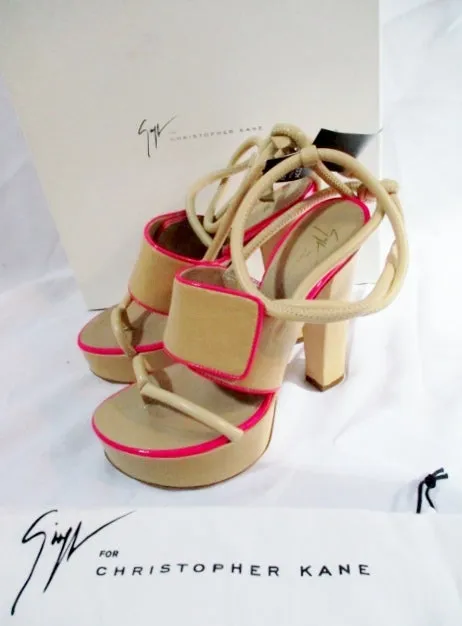 NEW CHRISTOPHER KANE High Heel Leather Sandal Shoe 36.5 6 PINK BEIGE MELASSA