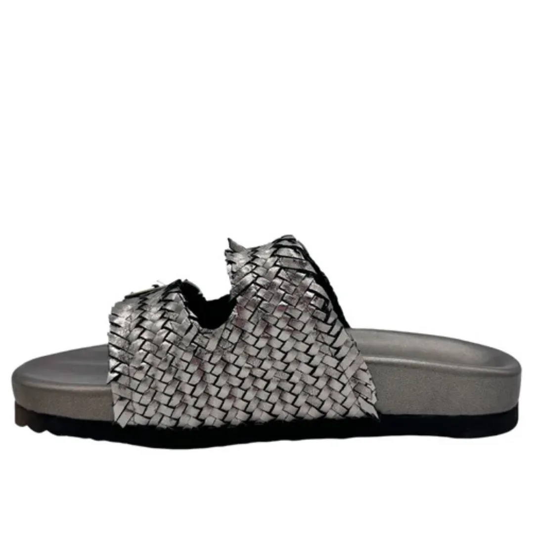 Online Exclusive | Intertwine Woven Strap Slide in Pewter Silver