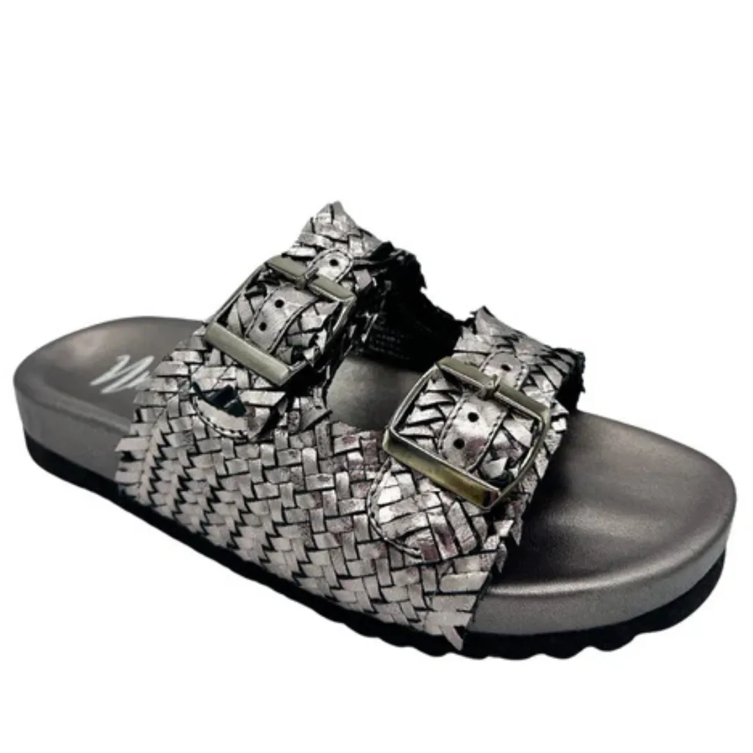 Online Exclusive | Intertwine Woven Strap Slide in Pewter Silver