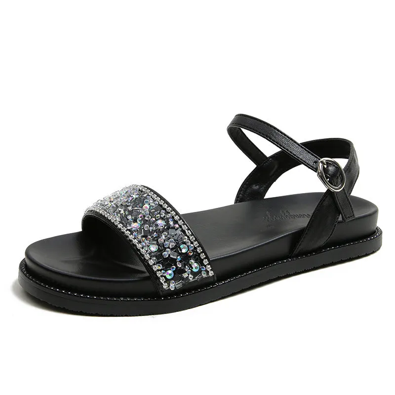 Owlkay Fashion Pearl Crystal Sandals