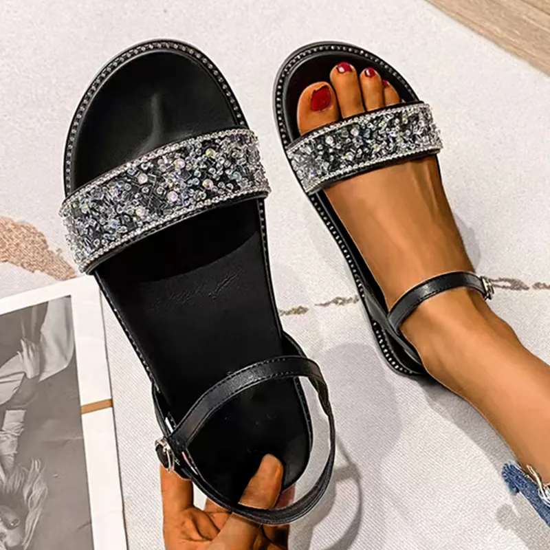 Owlkay Fashion Pearl Crystal Sandals