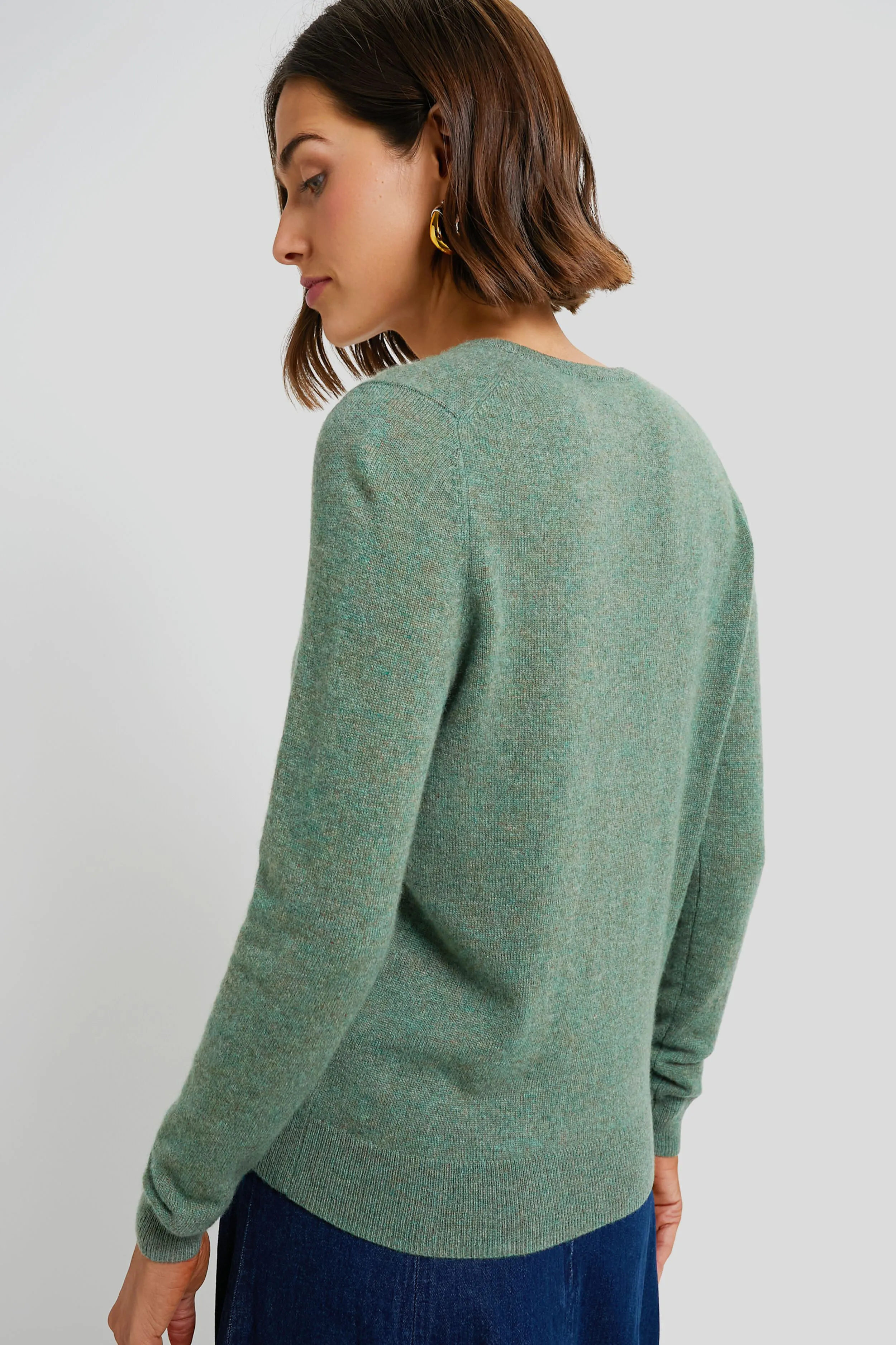 Pine Green Cashmere V-Neck Sweater