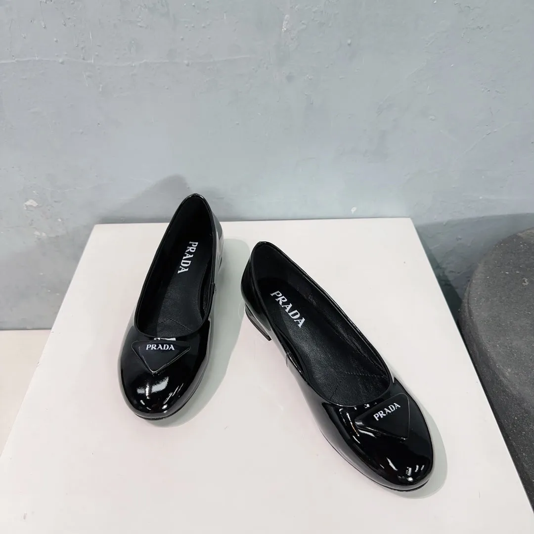 PRA BASIC PATENT BALLET FLATS BLACK CALFSKIN