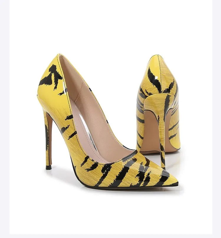 Pre Order:  Tiger Printed Pointed-Toe Stiletto Shoes