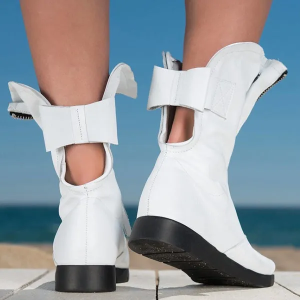 Purpdrank - Women Soft Leather Zipper Summer Boots