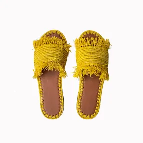 RAFFIA SAFFRON SLIDES