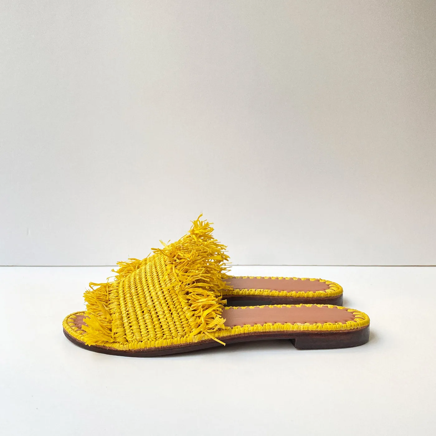 RAFFIA SAFFRON SLIDES