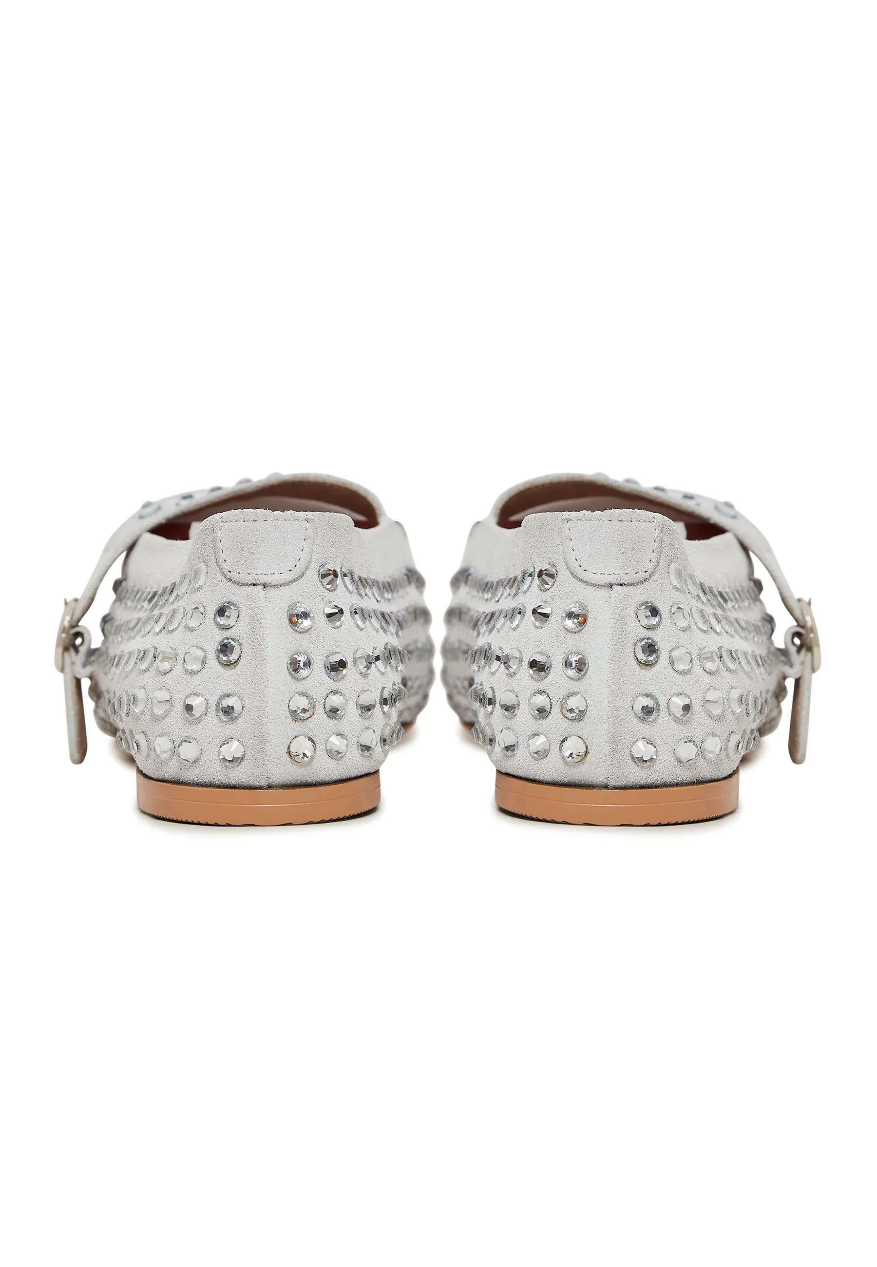 Rhinestones leather ballerinas - Silver