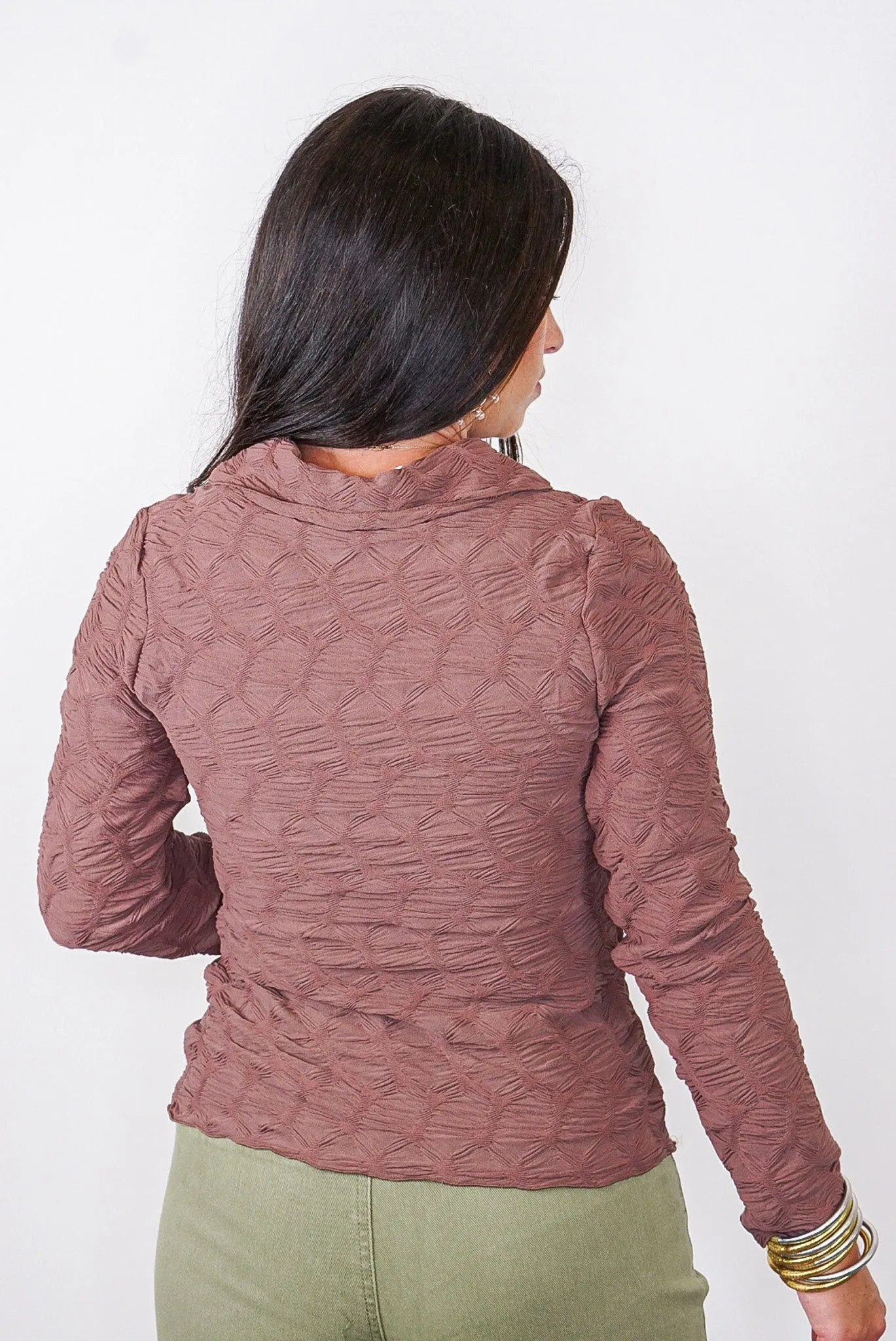 Sassy Vibes Brown Textured Top