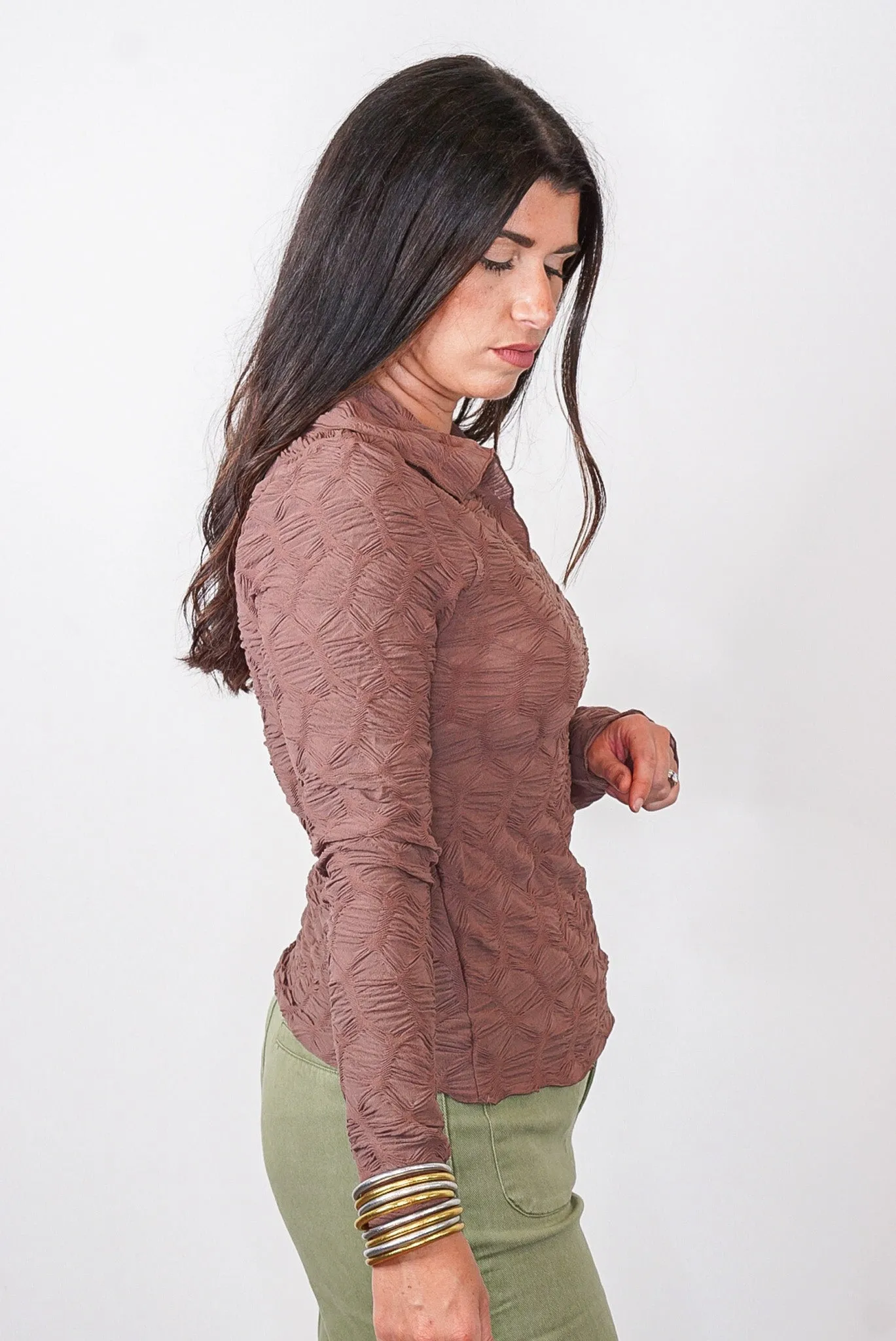 Sassy Vibes Brown Textured Top