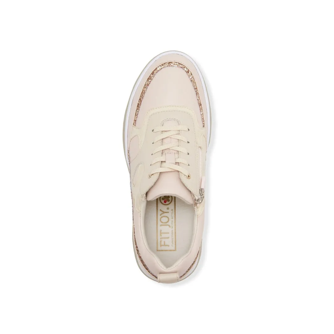 Sheepskin voluminous outsole dad sneakers with glitter and zippers  #FJ077