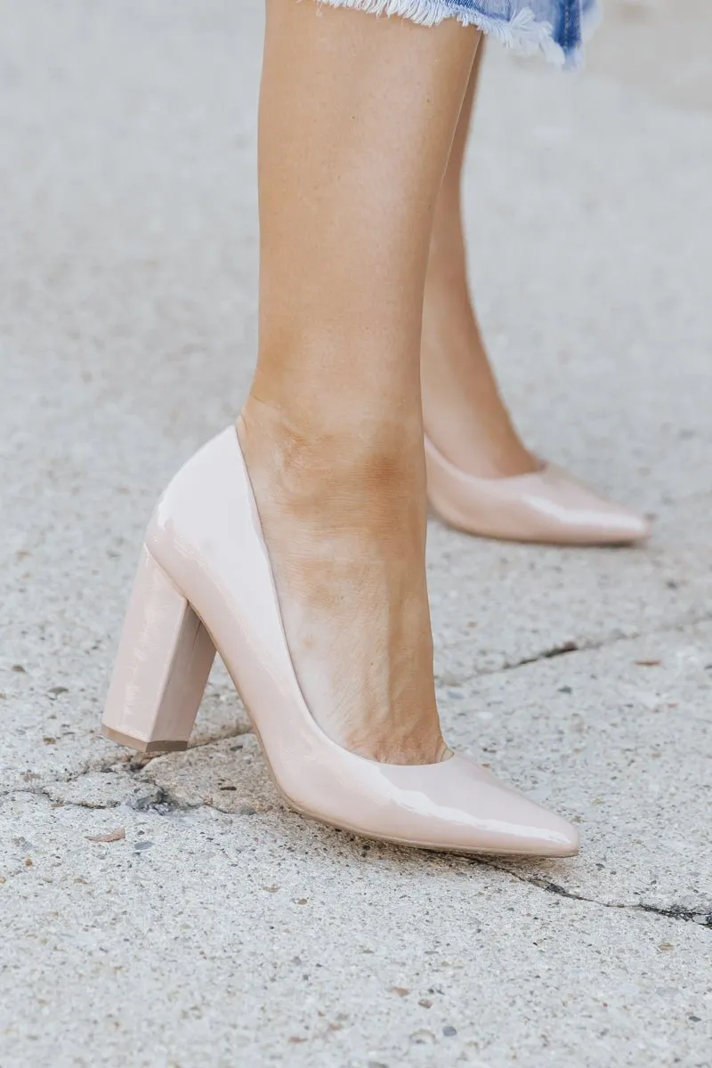 Shelly Nude Block Heel Pumps - FINAL SALE