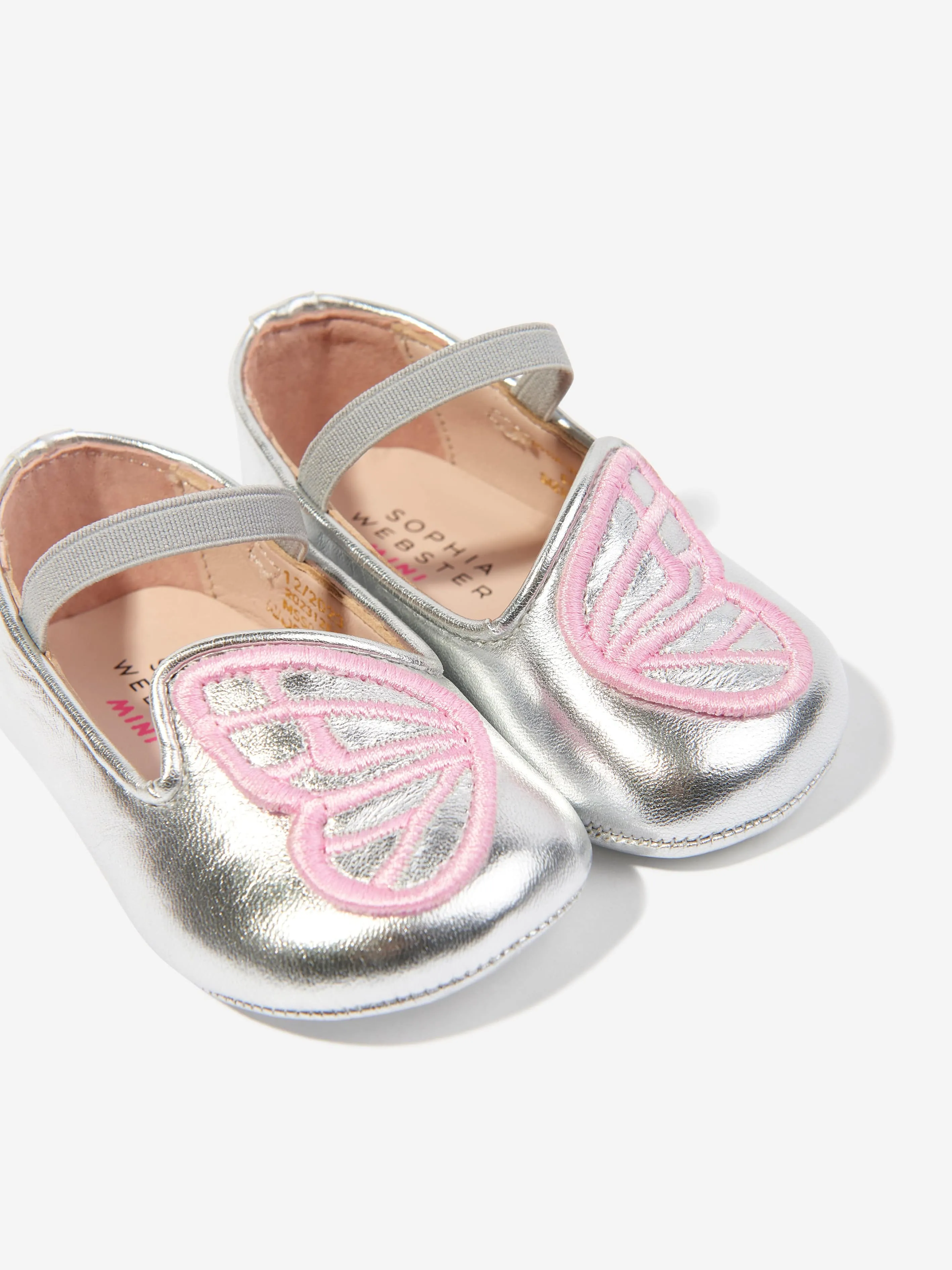 Sophia Webster Baby Girls Leather Butterfly Pre-Walkers in Silver