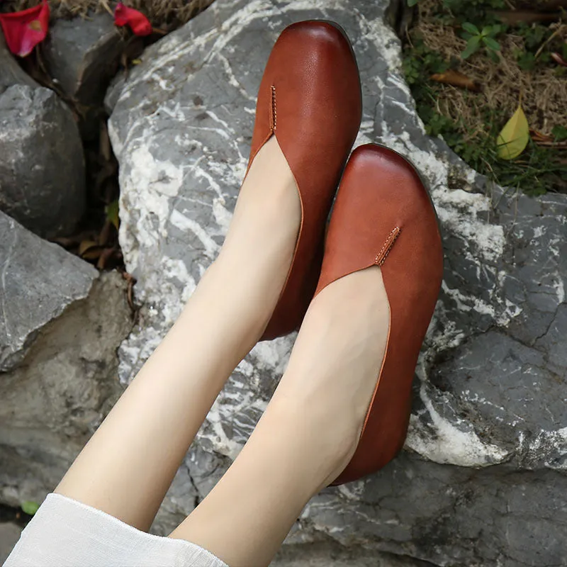 Spring Leather Flats 2020 Pointed Head