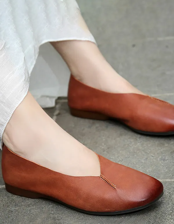 Spring Leather Flats 2020 Pointed Head