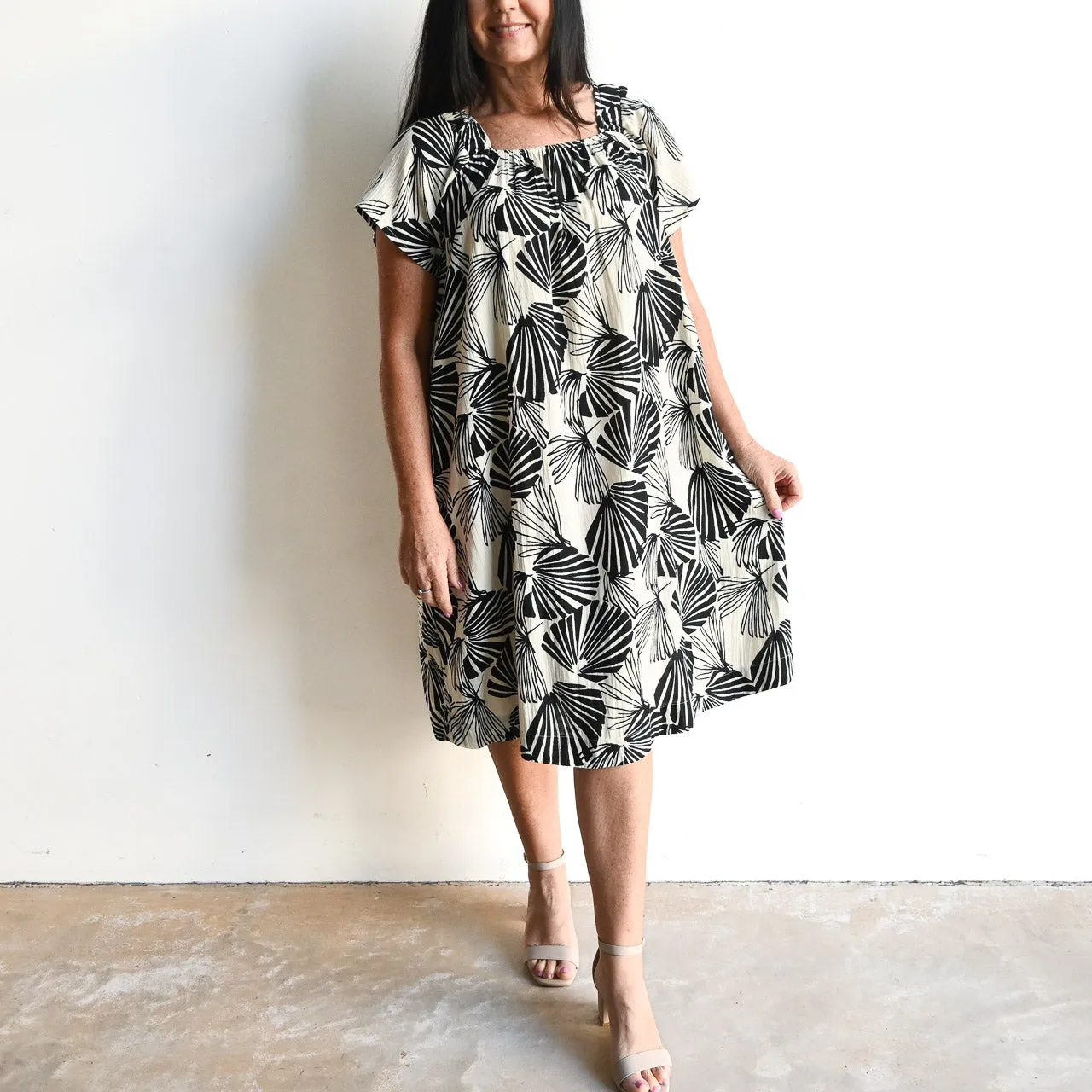 Square Neck Smock Dress by Orientique Australia - Papagayo - 71505