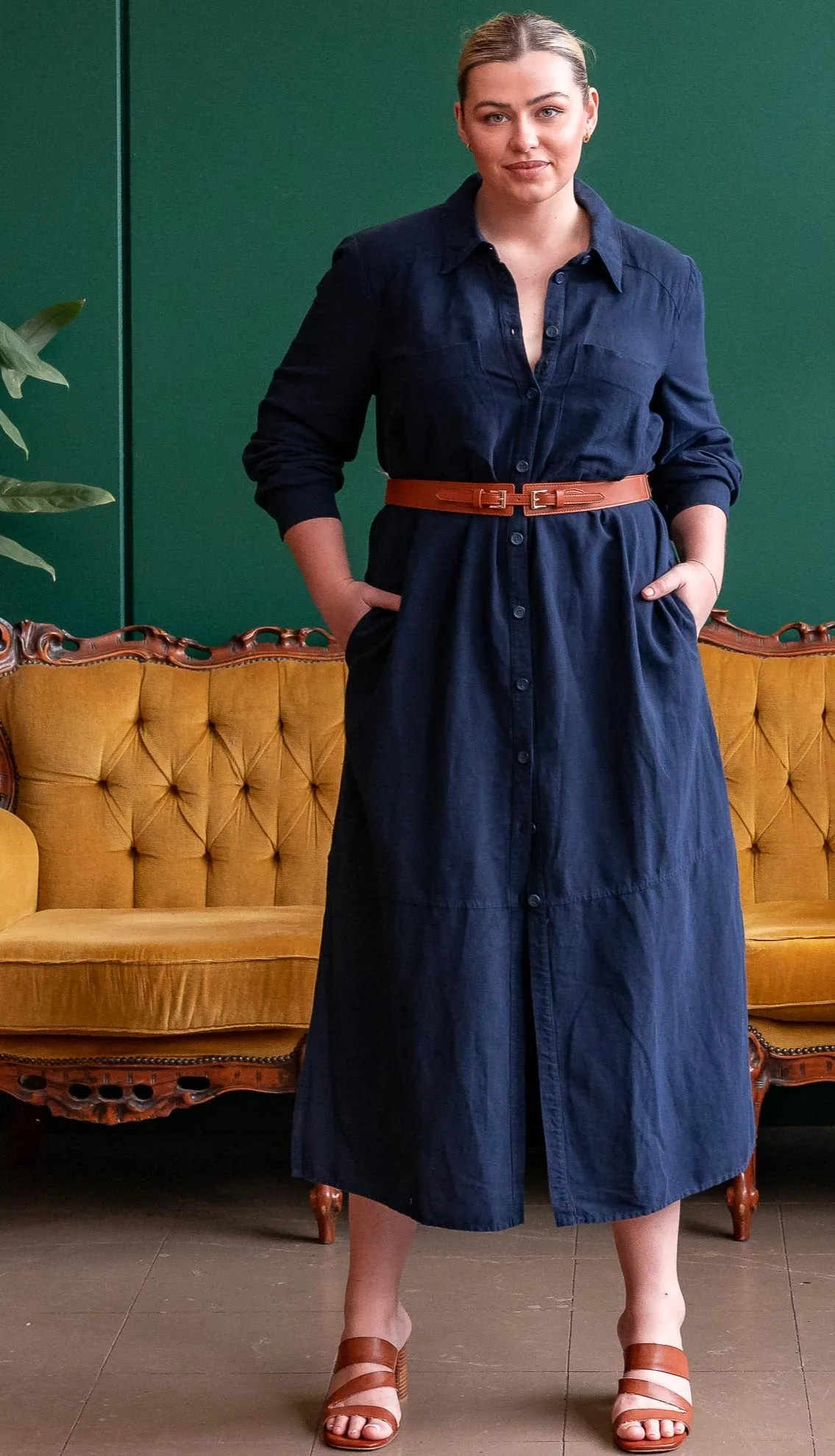 Sweet Dreams Linen Maxi Dress - Navy