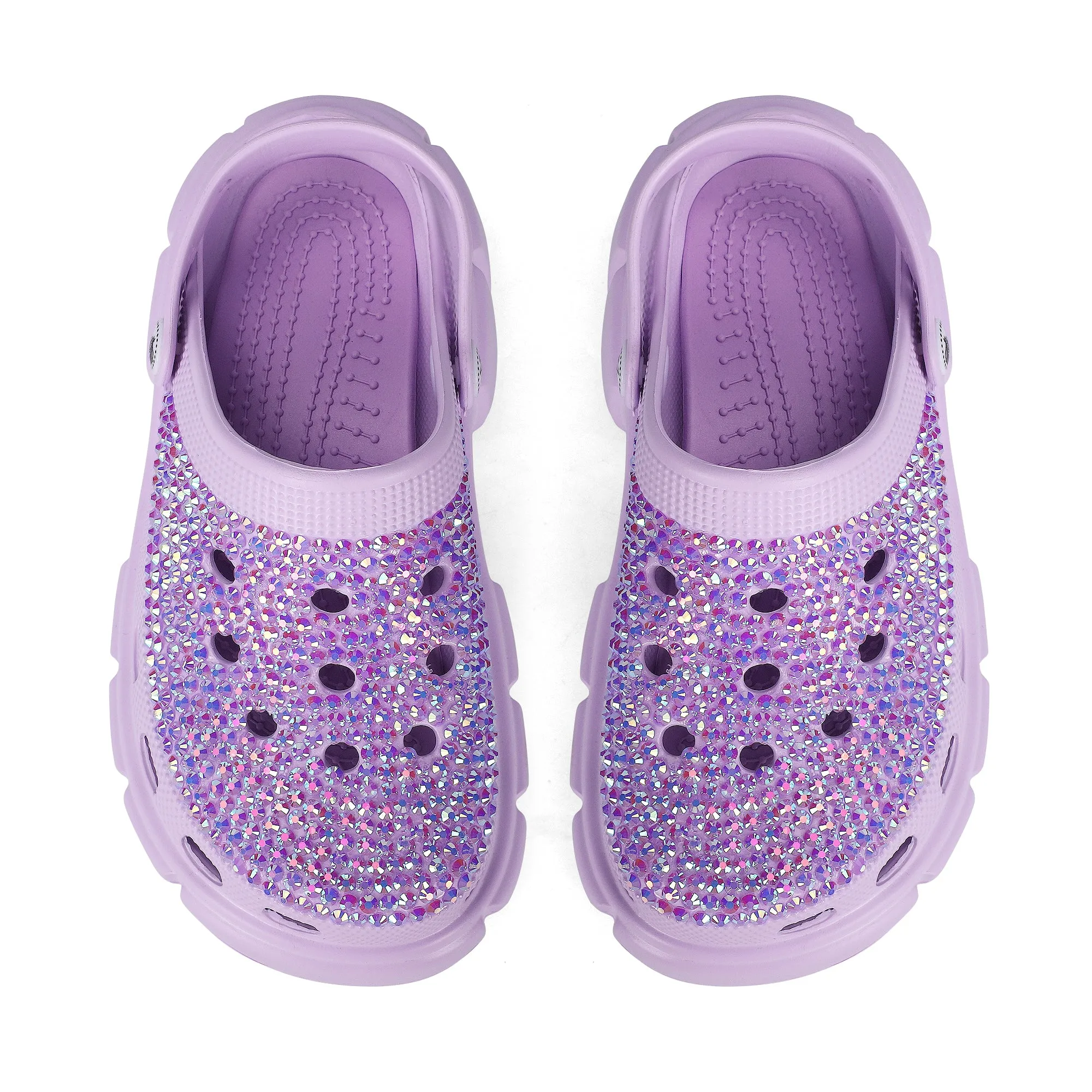 Sweet Purple EVA Sole Womens Bling Clogs