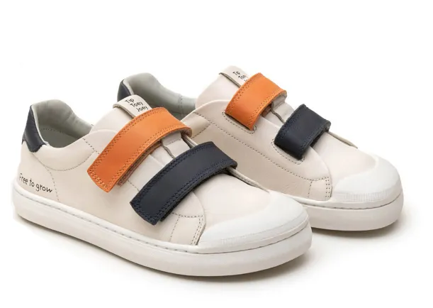 Tip Toey Joey Boy's and Girl's Ramp Play Sneakers, Tapioca/Navy/Tangerine