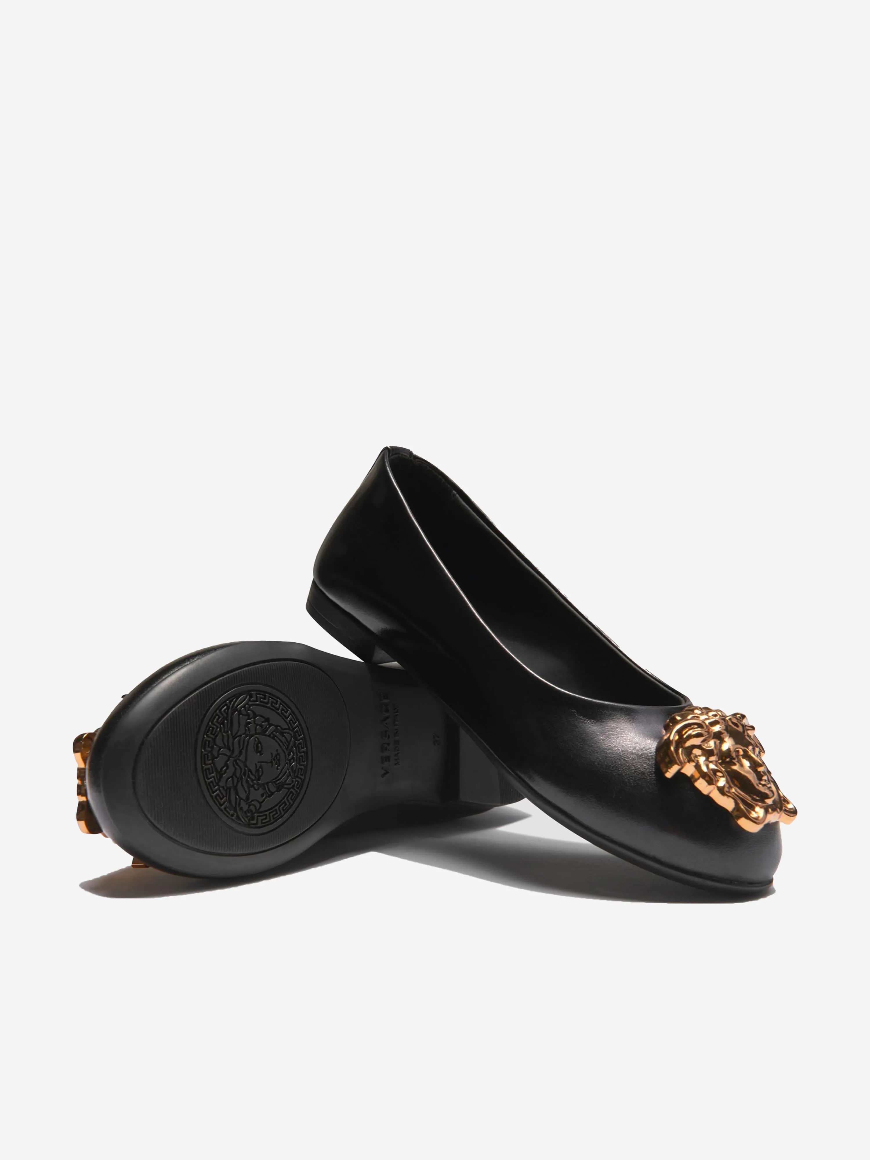 Versace Girls Patent Leather Medusa Logo Ballerinas