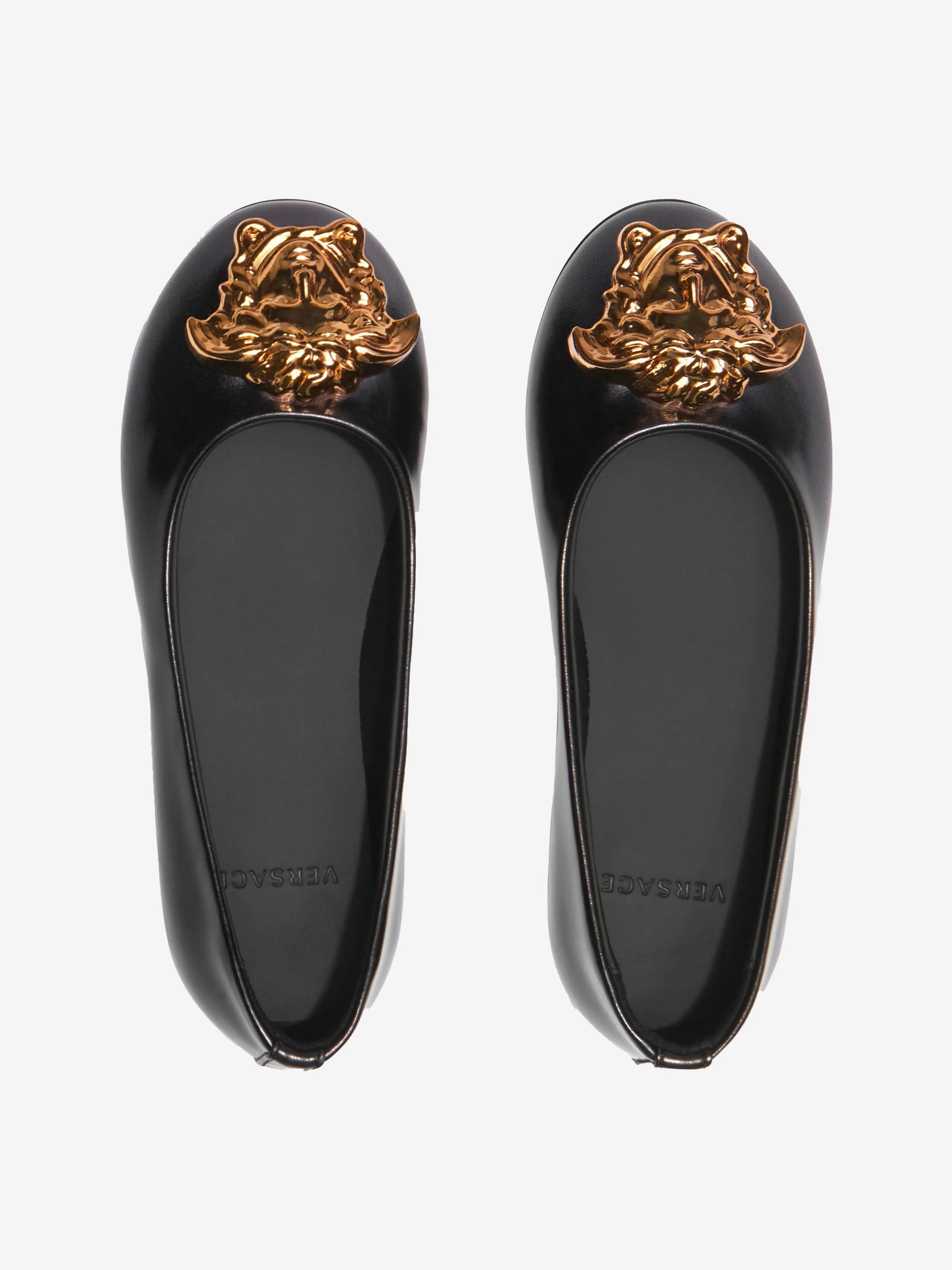 Versace Girls Patent Leather Medusa Logo Ballerinas