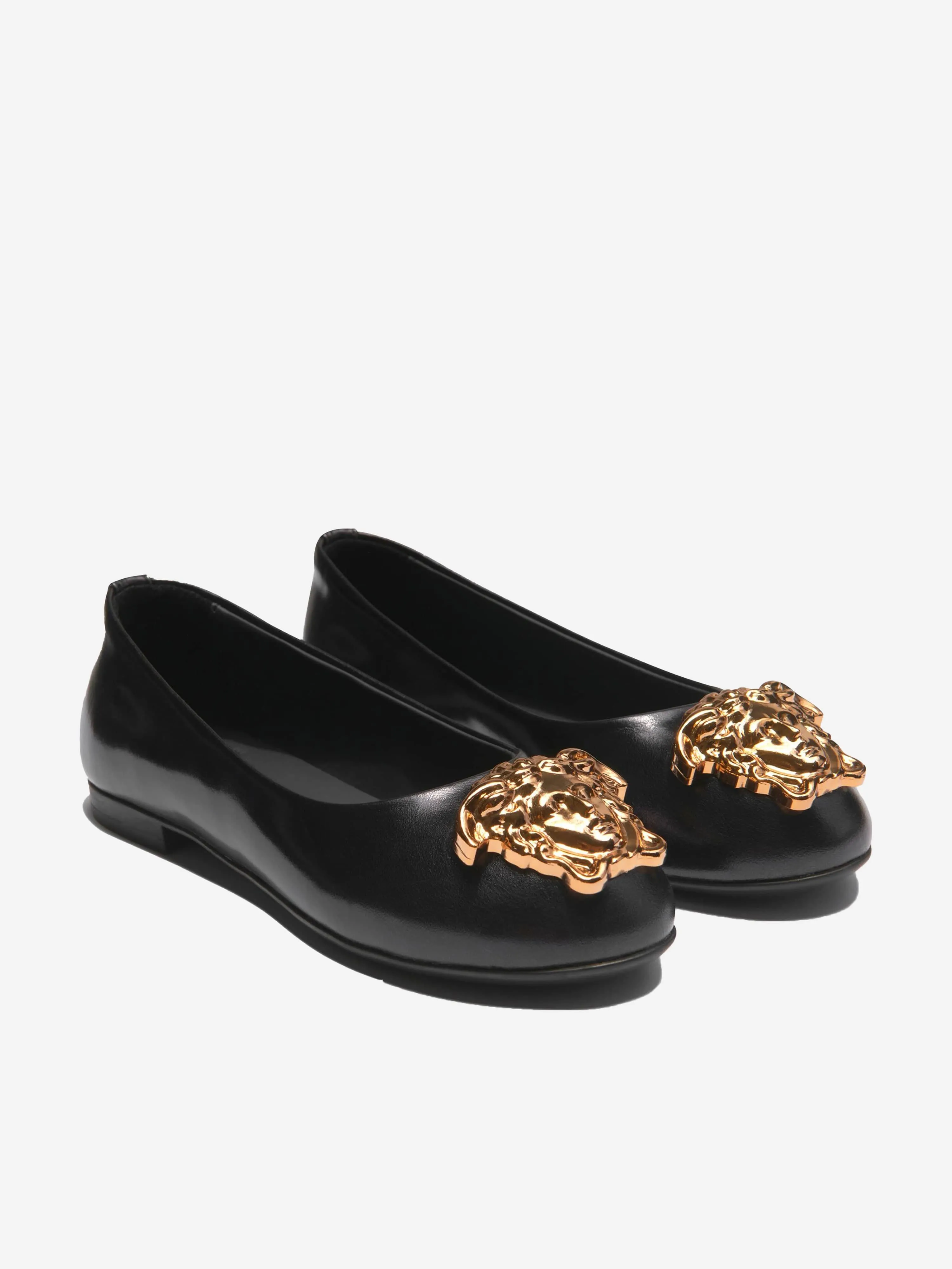 Versace Girls Patent Leather Medusa Logo Ballerinas