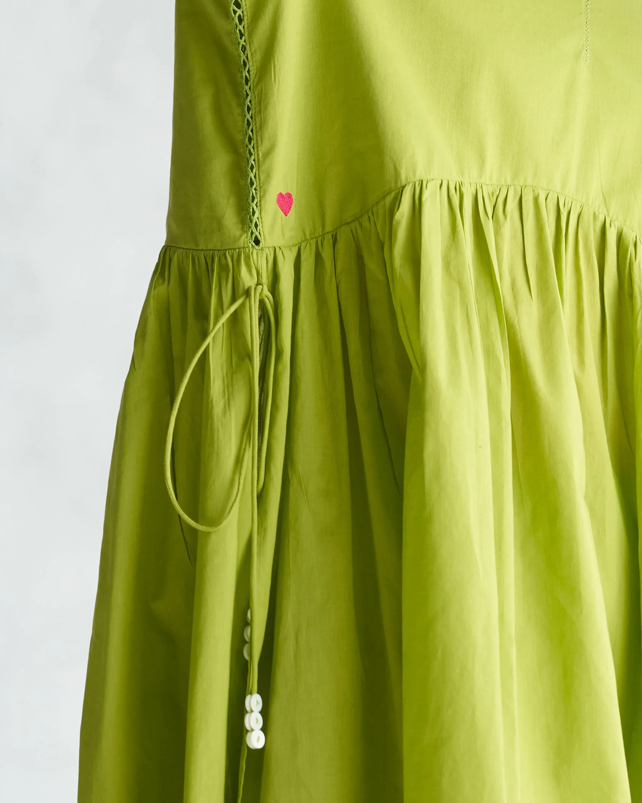 Waist Gathered Kurta - Lime