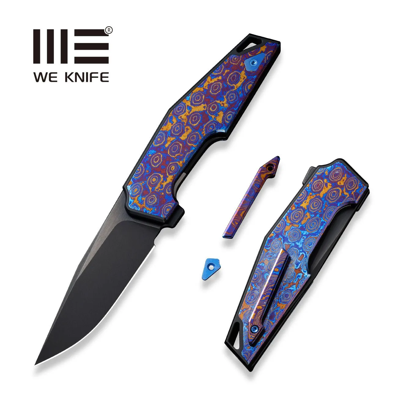 WEKNIFE OAO (One and Only) Flipper Knife Titanium & Timascus Handle (3.4" CPM 20CV Blade) WE23001-4