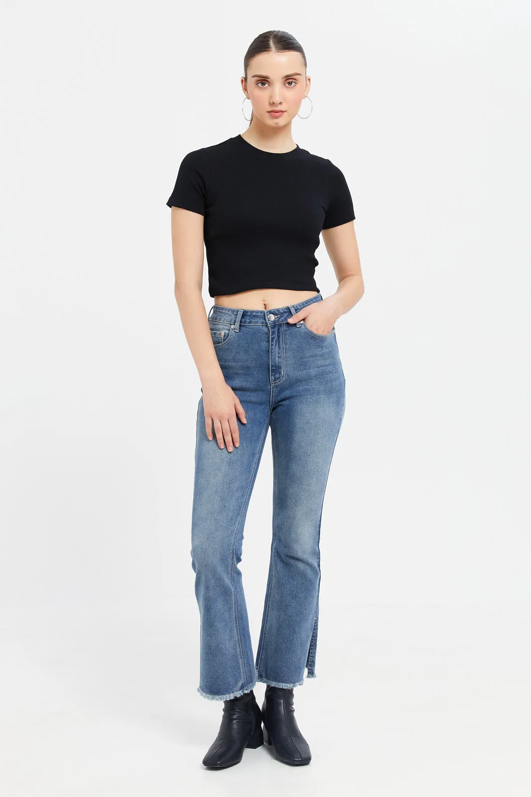 Woman Black Crop Top