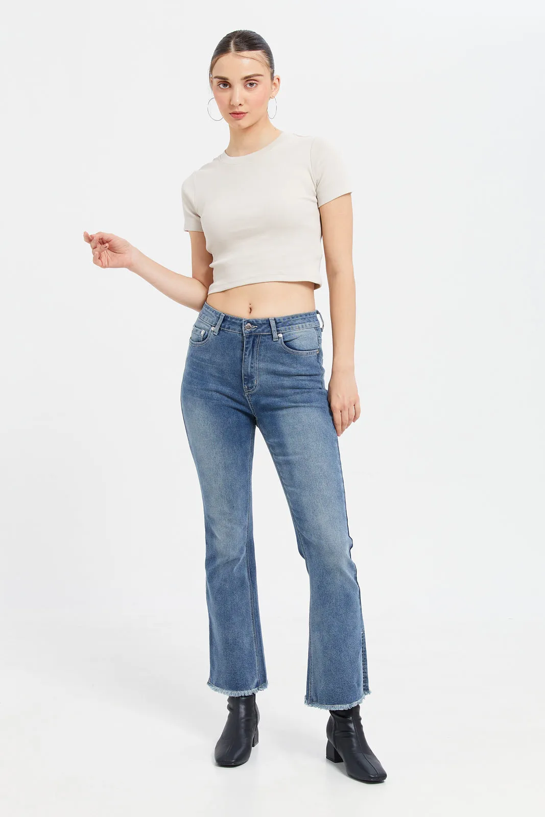 Woman Ecru Crop Top