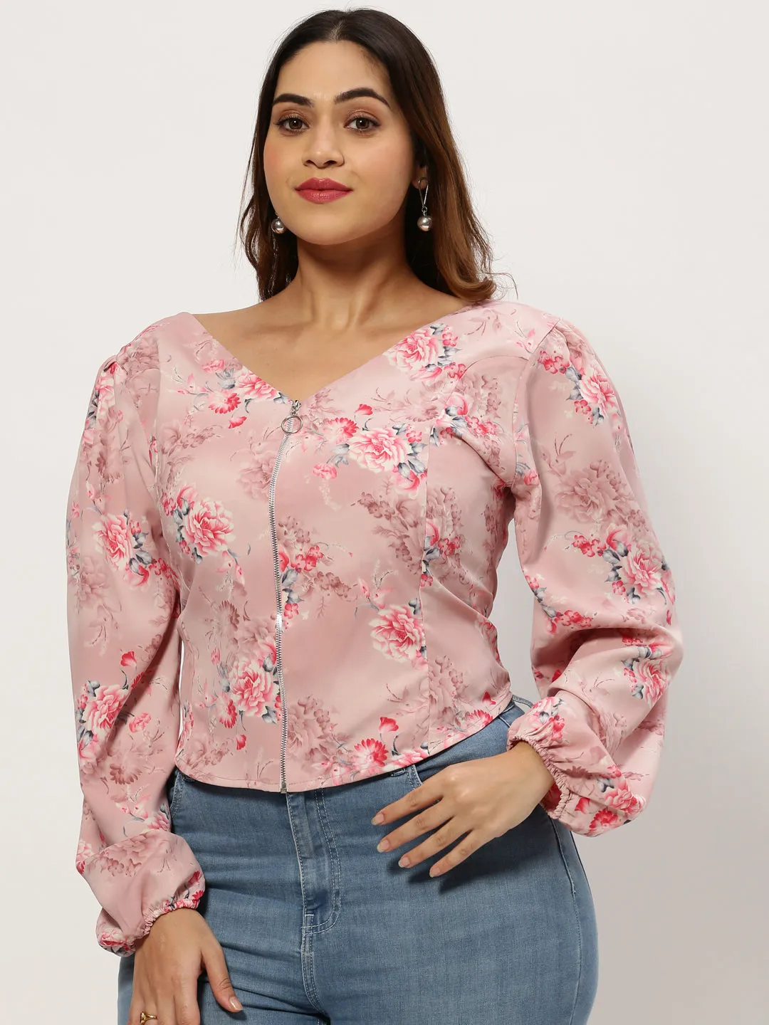 Women Floral Pink Top