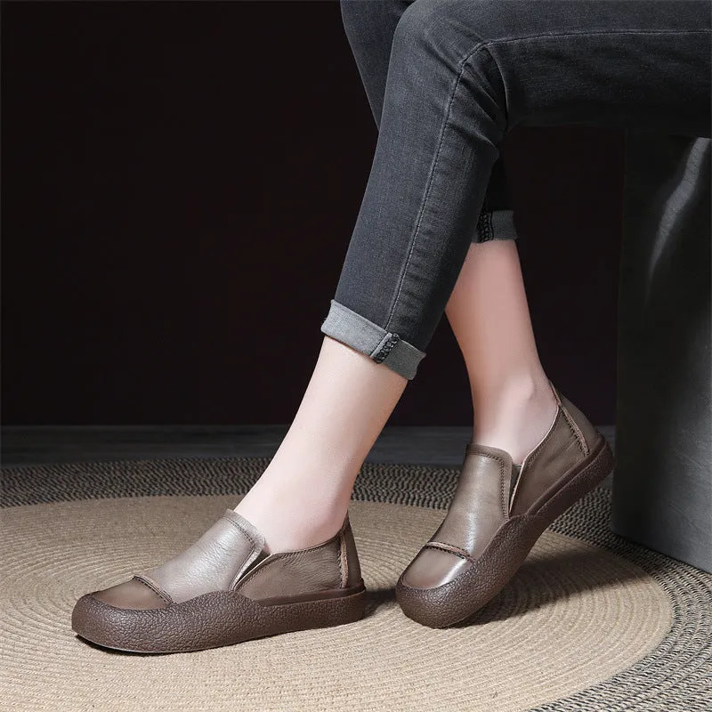 Women Handmade Stitched Slip-On Leather Shoes