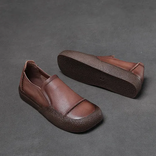 Women Handmade Stitched Slip-On Leather Shoes