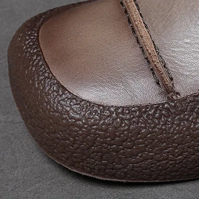 Women Handmade Stitched Slip-On Leather Shoes