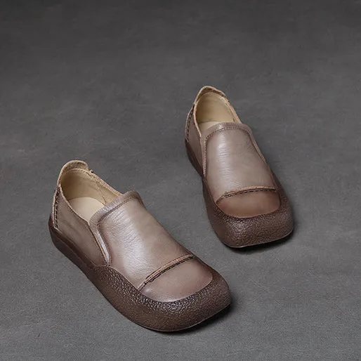 Women Handmade Stitched Slip-On Leather Shoes