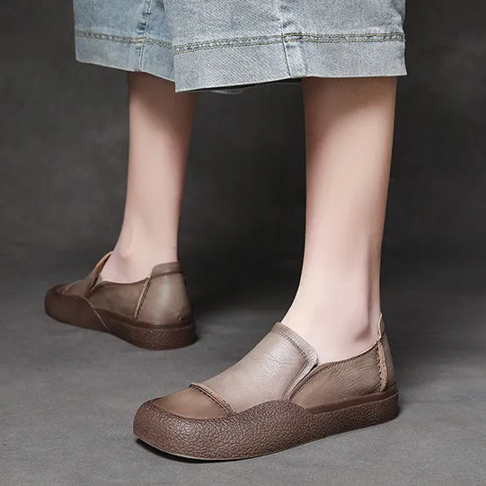 Women Handmade Stitched Slip-On Leather Shoes