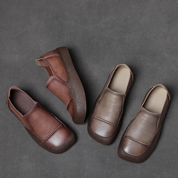 Women Handmade Stitched Slip-On Leather Shoes