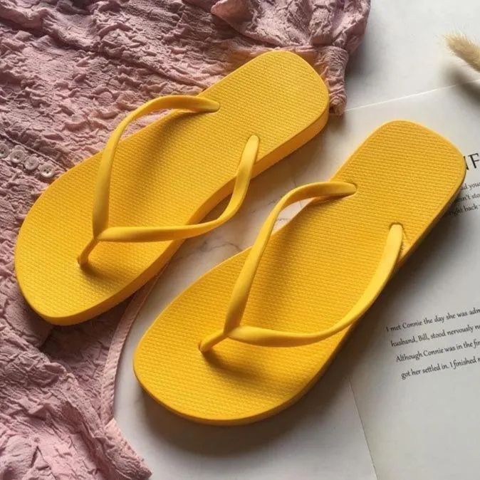 Women summer thick sole flip flop candy color beach sandals