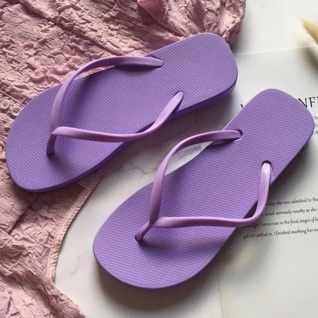 Women summer thick sole flip flop candy color beach sandals