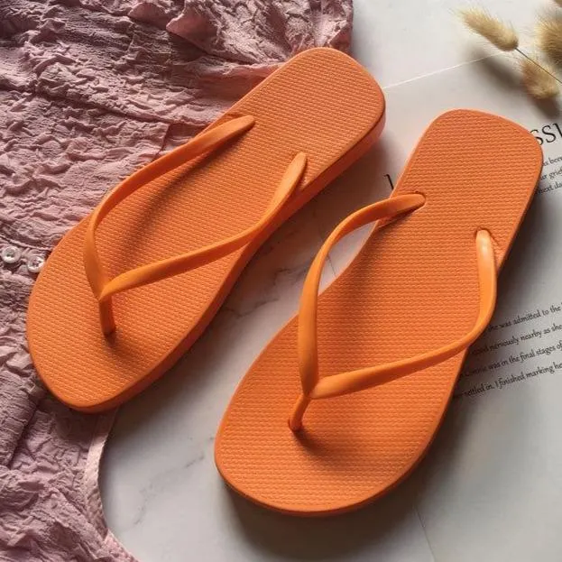 Women summer thick sole flip flop candy color beach sandals