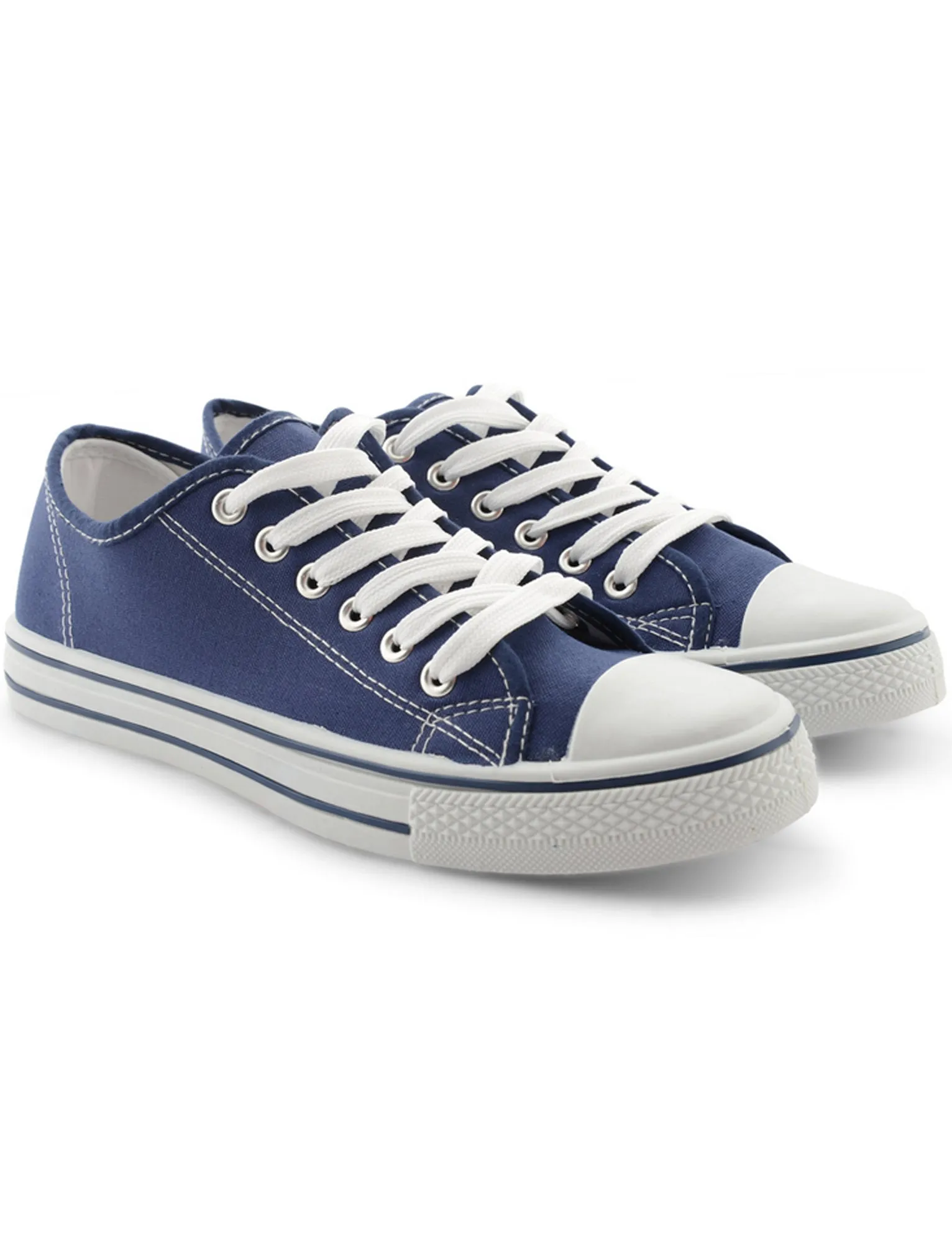 Womens Baltimore Low Top Lace Up Canvas Trainers In Navy