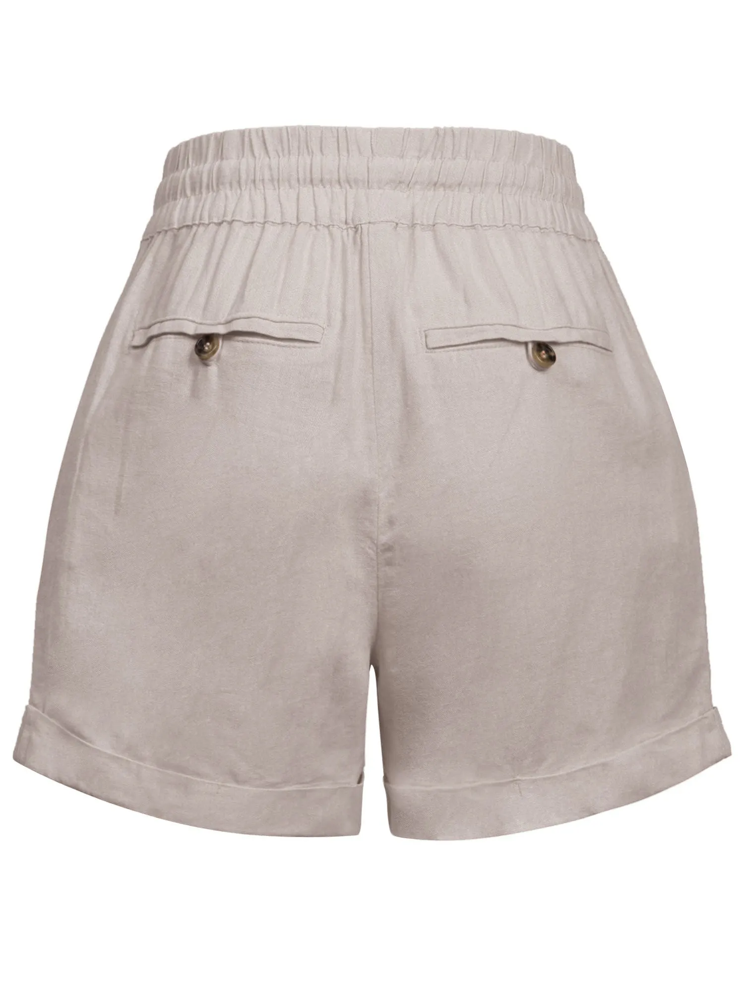 Womens Lightweight Linen Shorts with Drawstring and Pockets